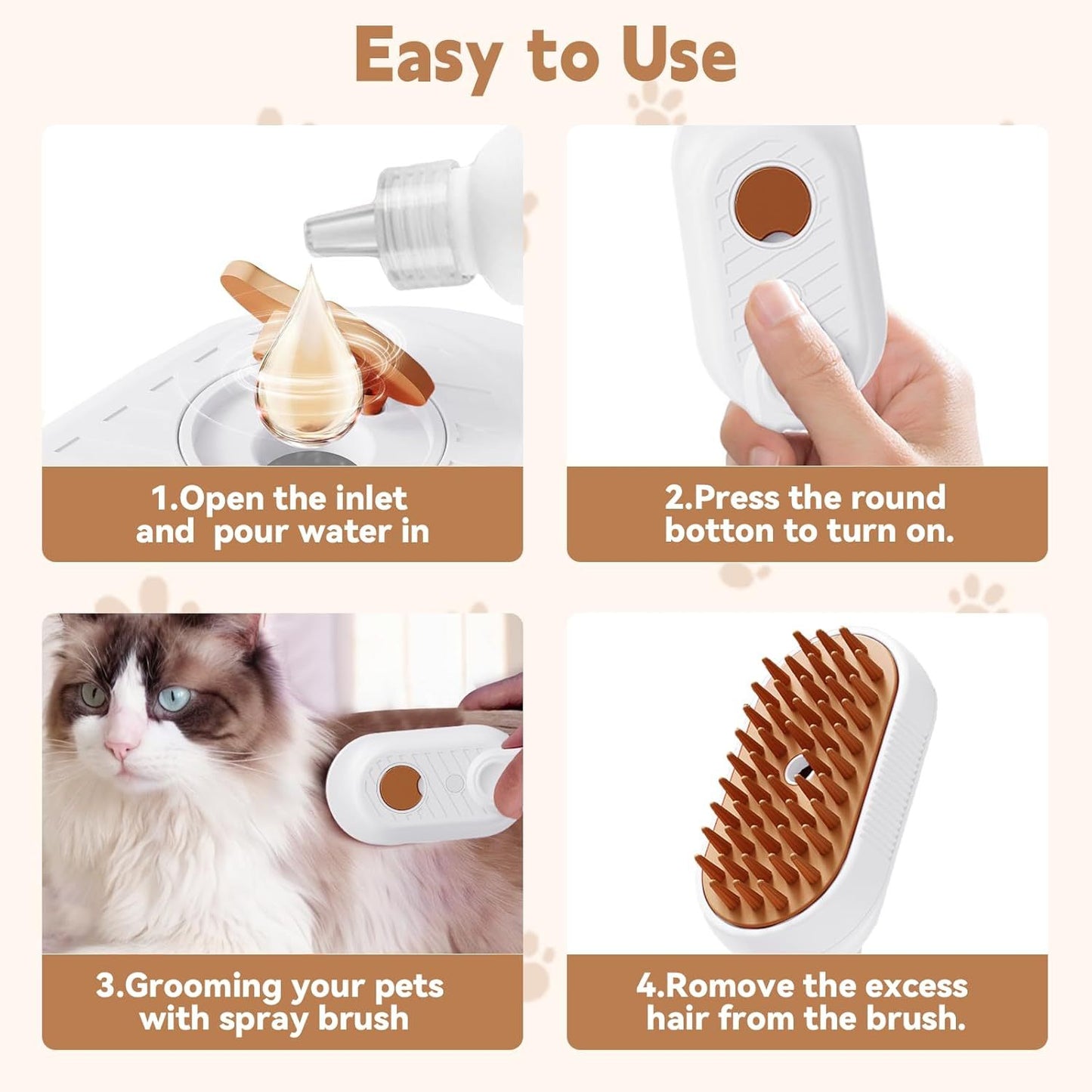 3-in-1-Dampfbürste für Tiere