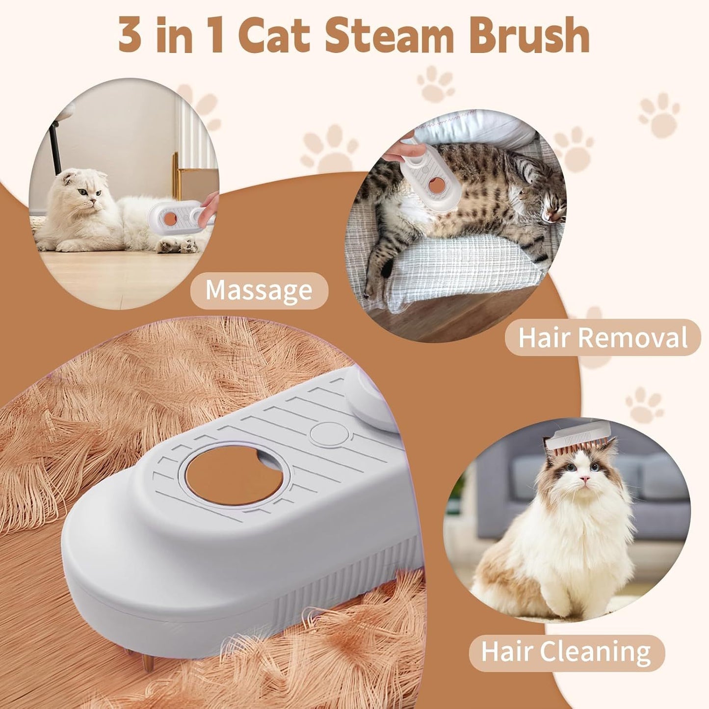 3-in-1-Dampfbürste für Tiere
